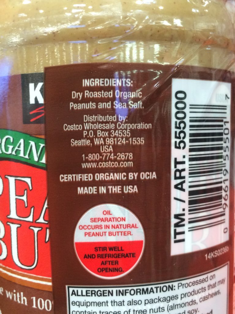 Costco Kirkland Signature Organic Peanut Butter Spec Costcochaser