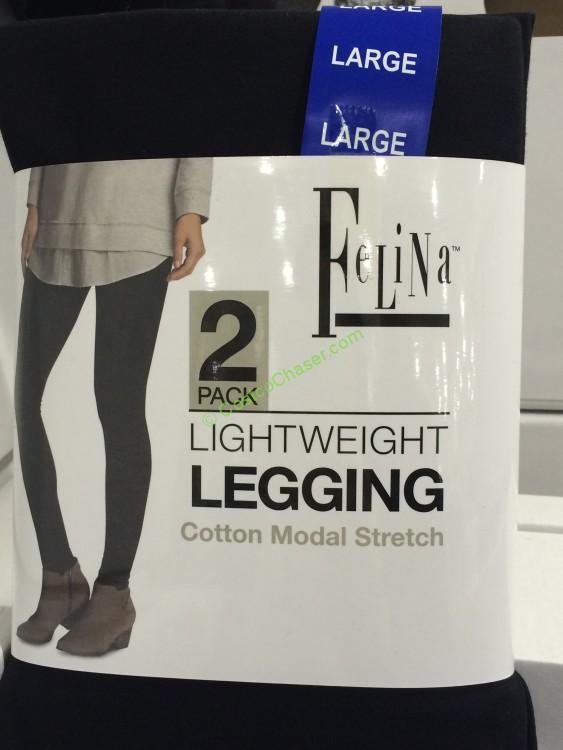 Felina Ladies' Wide Waistband Light Weight Legging 2-Pack Black Medium