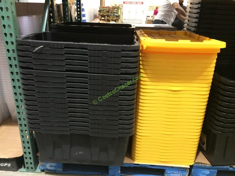 Centrex Tough Box Tote, Black with Wheels and Yellow Lid, 20 gal