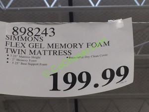 Costco-898243-Simmons-Flex-Gel- Memory-Foam-Twin-Mattress-tag