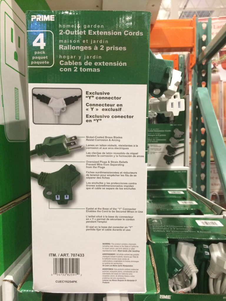 Costco707433Prime25FTExtensionCords4Packbox CostcoChaser
