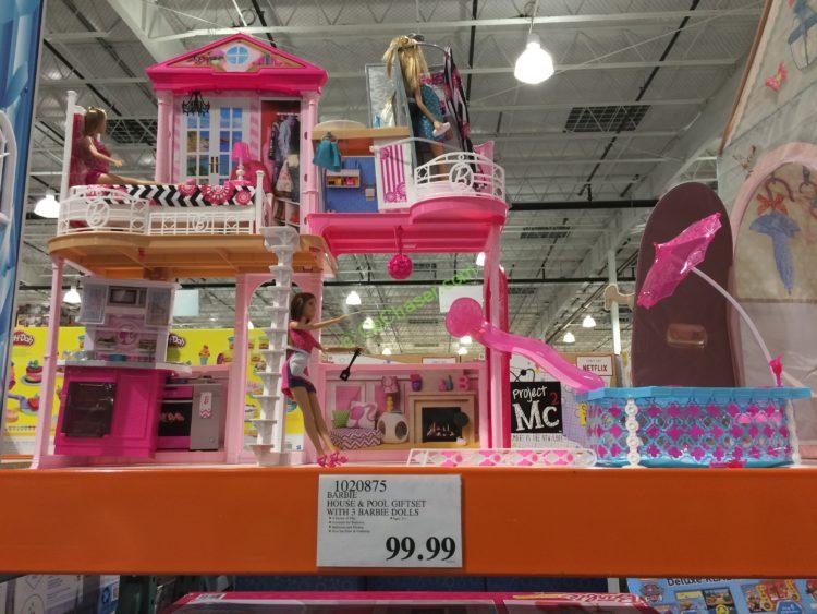 barbie house and pool gift set