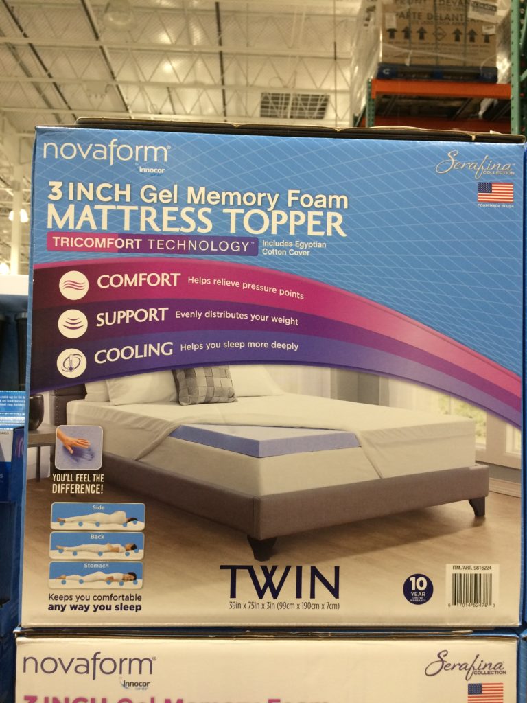 Novaform Serafina 3” Gel Memory Foam Mattress Topper, Twin