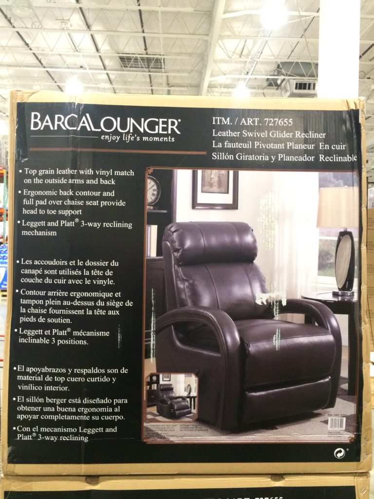 Costco727655BarcaloungerLeatherReclinerbox CostcoChaser