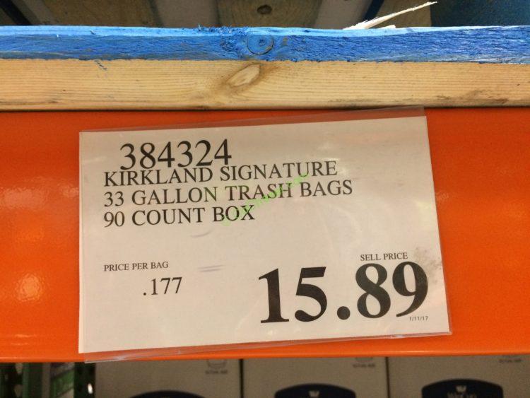 Kirkland Signature 33 Gallon Trash Bags, 90-count