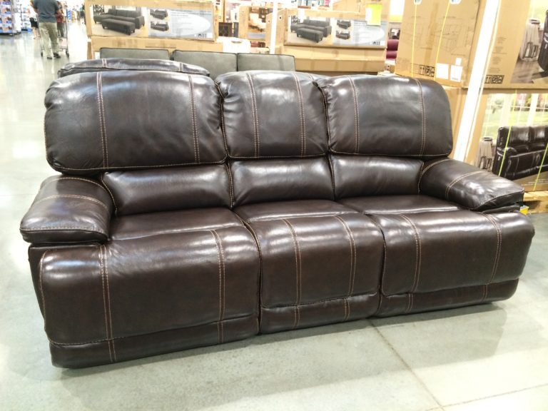 costco fine leather console reclining sofa