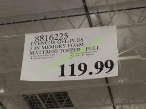 Costco-8816225-EVENCOR-GEL-Plus-3 N-Memory-Foam-Mattress-Topper-tag