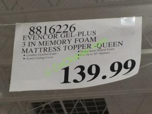 Costco-8816226-EVENCOR-GEL-Plus-3 N-Memory-Foam-Mattress-Topper-tag