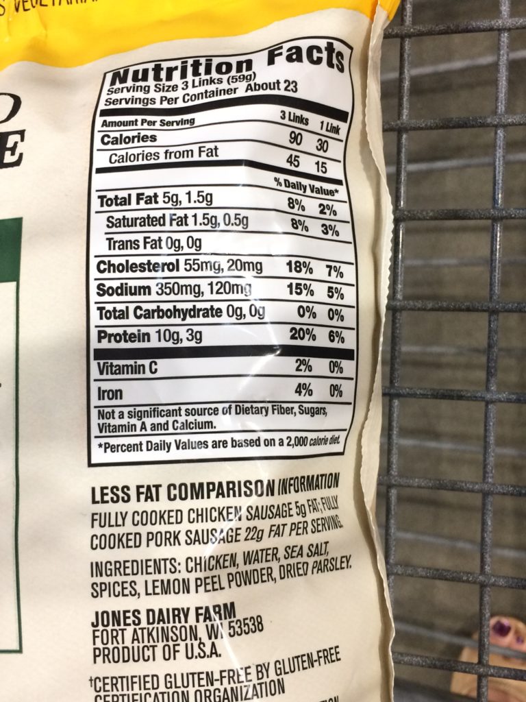 Costco-1211239-Jones-Dairy-Farm-ABF-Chicken-Links-chart – CostcoChaser