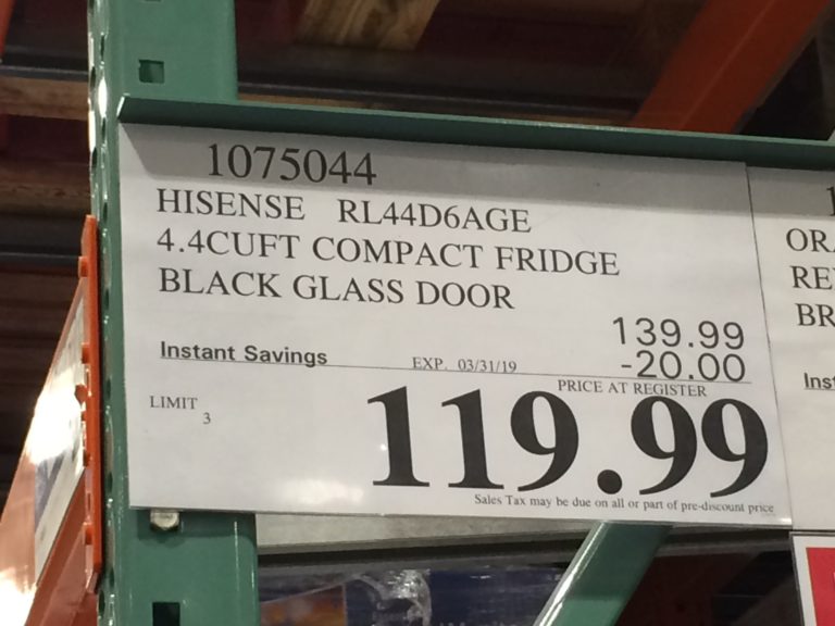 Hisense 4.4CUFT Compact Fridge Black Glass Door, Model# RL44D6AGE ...