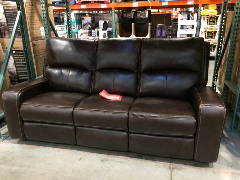 sawyer leather reclining sofa costco