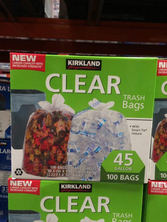 Kirkland Signature 45-Gallon Trash Bag, Clear, 100-count