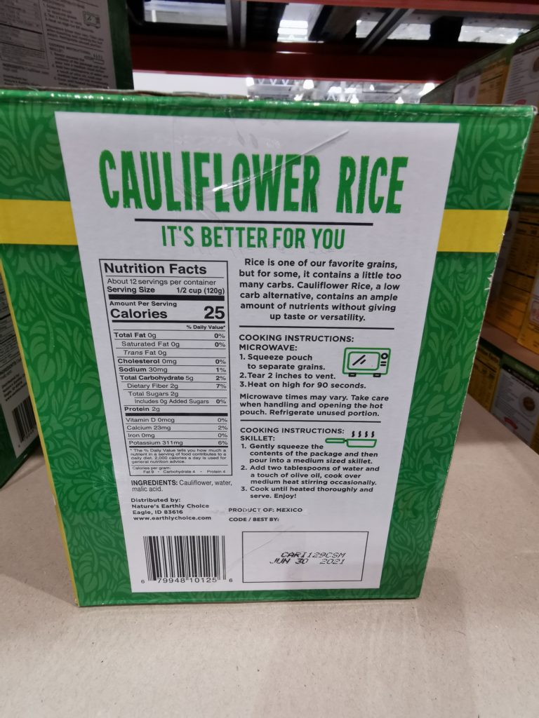 Costco-1311309-Earthly-Choice-Cauliflower-Rice-chart – CostcoChaser