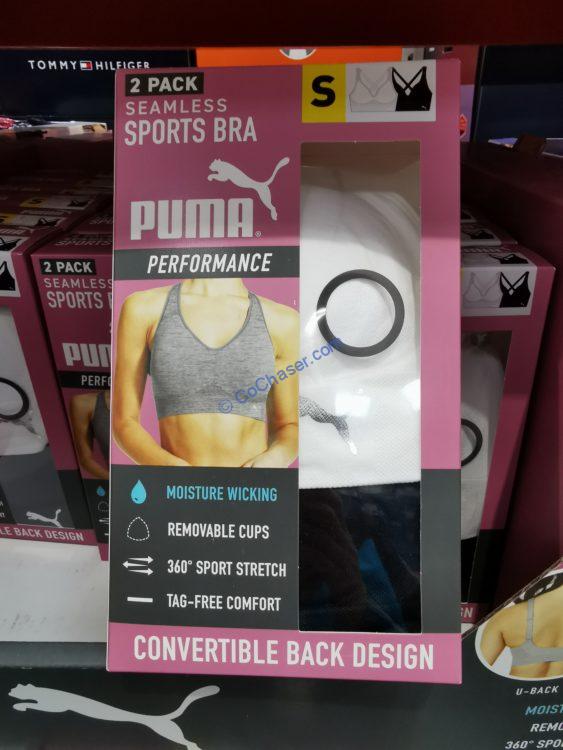Puma Women's Convertible Seamless Sports Bra 2 Pack, White/Pink XL