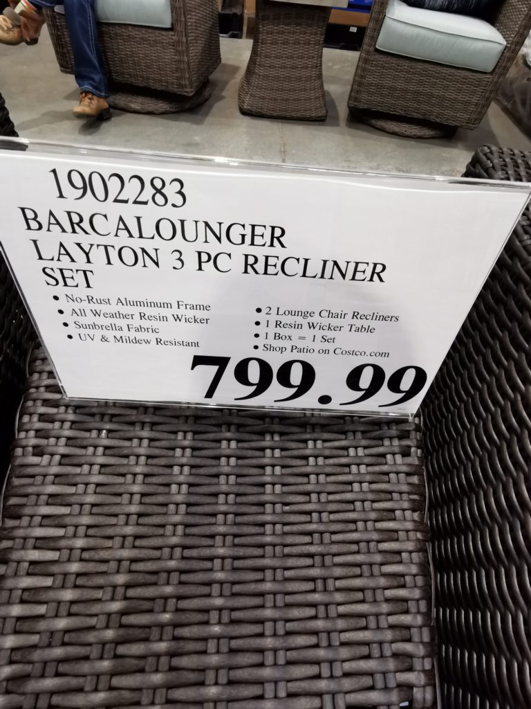 Costco1902283BarcaLoungerLayton3PCWovenOutdoorReclinerSettag