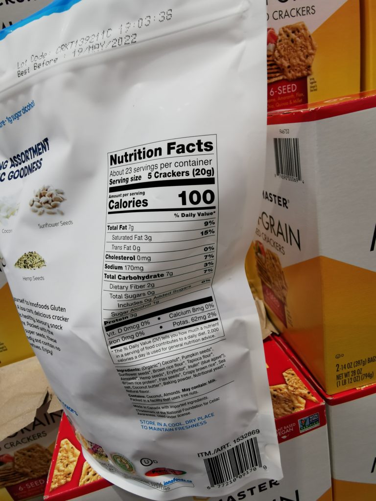 Costco Inno Foods Organic Keto Cracker Chart Costcochaser