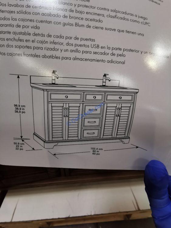 Costco 1600280 Northridge Augusta 60 Double Sink Vanity Size Costcochaser