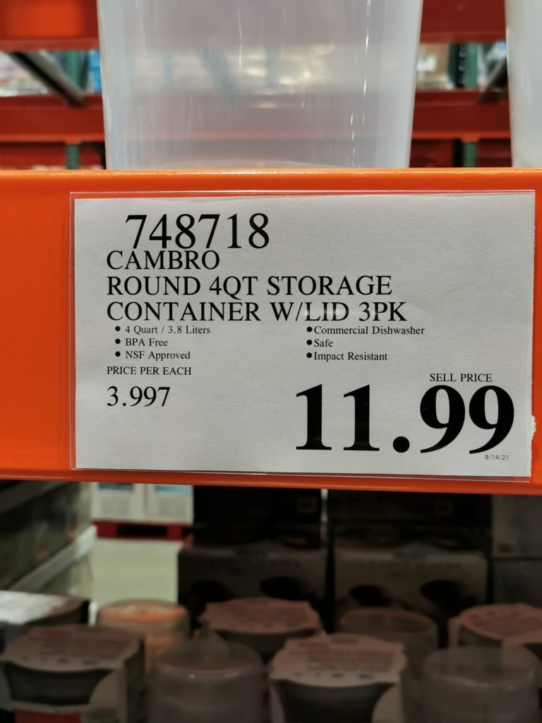 Costco748718CambroRound4QTFoodStorageContainerwithLidtag