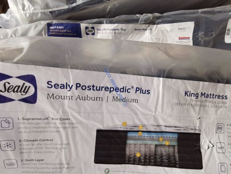 Sealy Posturepedic 13″ Mount Auburn Medium Mattress, King or Queen