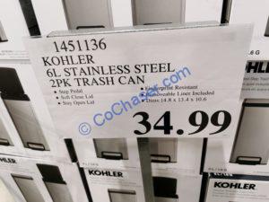 Costco-1451136-Kohler-6L-Stainless-Steel-2PK-Trash-Can-tag