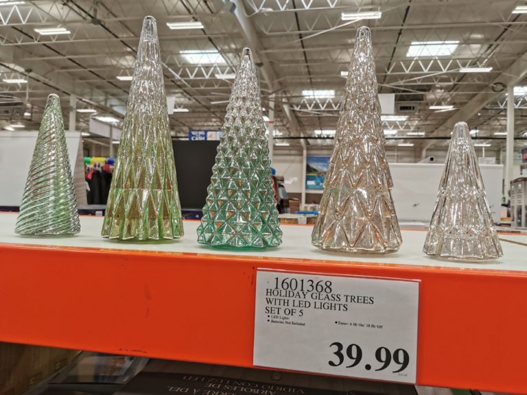 Holiday Glass Trees With Led Lights Set Of 5 Costcochaser