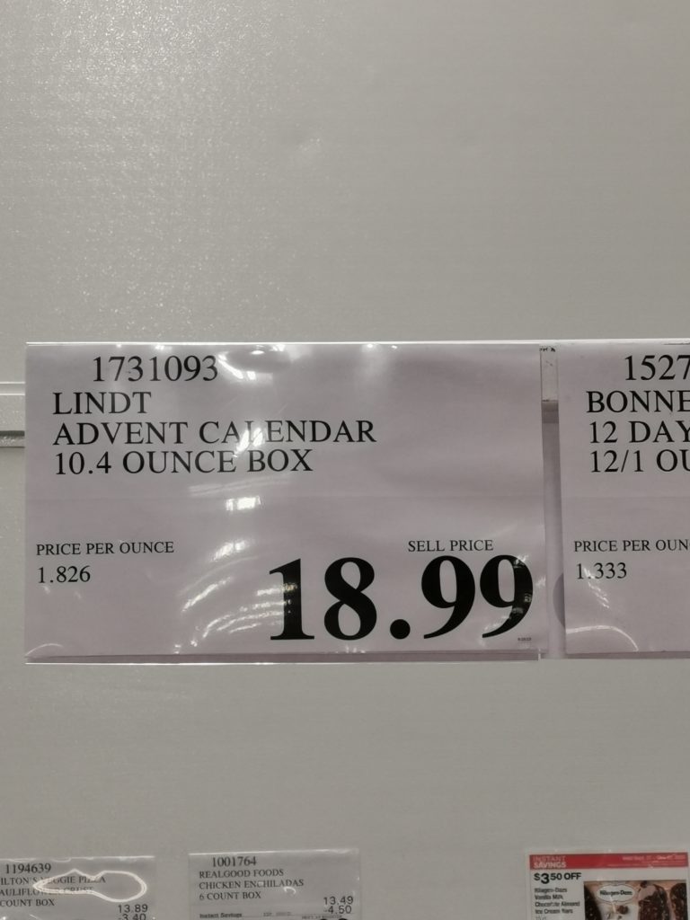 Costco 1731093 Lindt Advent Calendar tag CostcoChaser