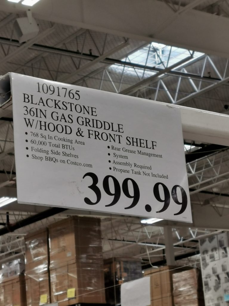 Costco1091765Blackstone36inGasGriddlewithHoodFrontShelftag